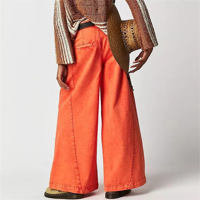 Merle | Pleated Front High Rise Cuffed Wide Leg Jeans