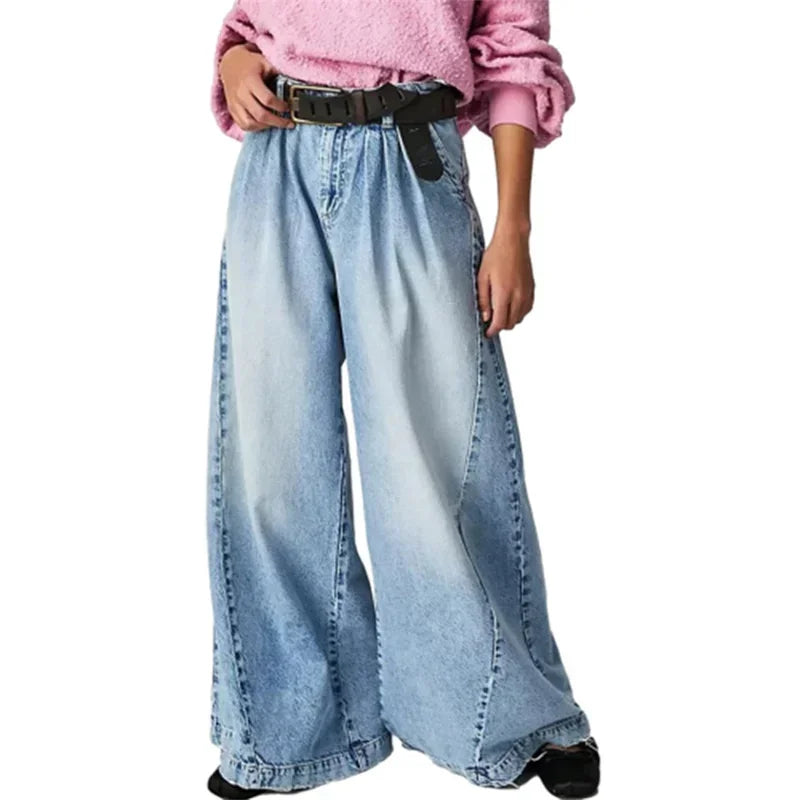 Merle | Pleated Front High Rise Cuffed Wide Leg Jeans