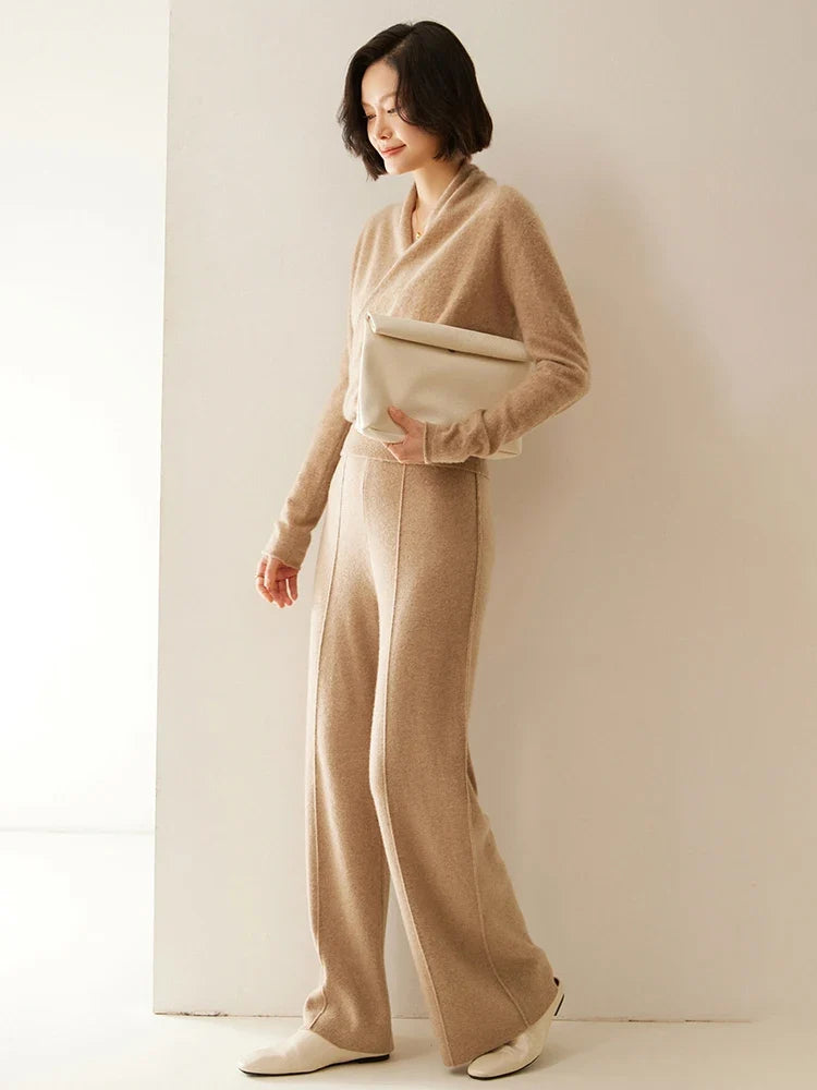 Bridget | Wrap Front Shawl Collar Cashmere Sweater