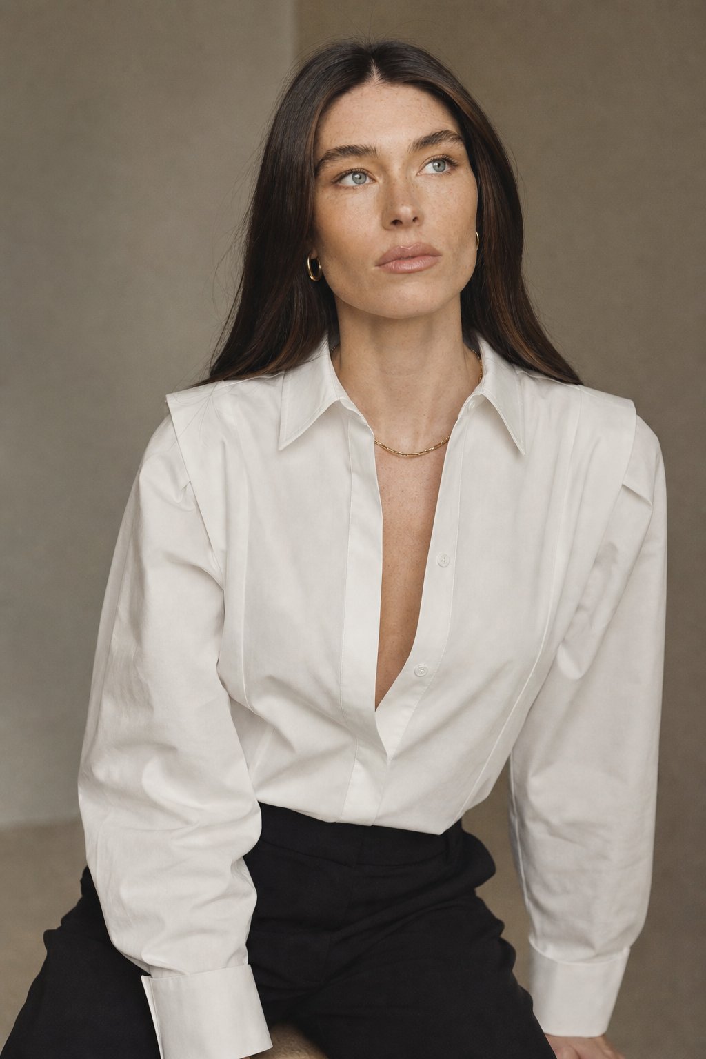 Alba | Exaggerated Collar 100% Organic Cotton Formal Shirt