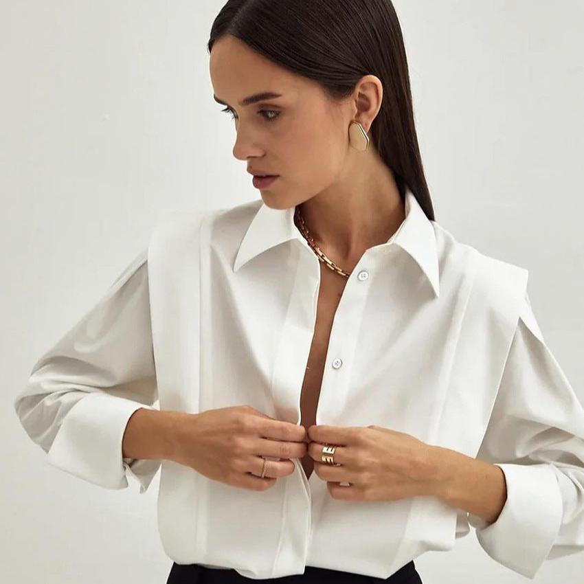 Alba | Exaggerated Collar 100% Organic Cotton Formal Shirt - View 10