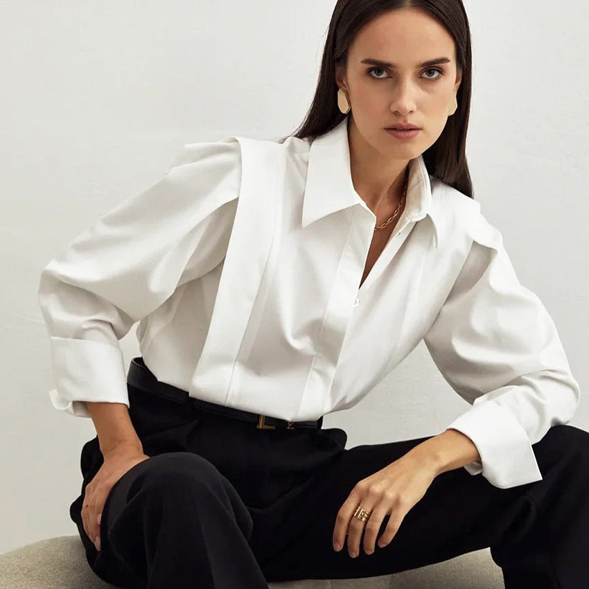Alba | Exaggerated Collar 100% Organic Cotton Formal Shirt - View 11