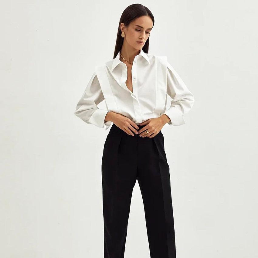 Alba | Exaggerated Collar 100% Organic Cotton Formal Shirt - View 14