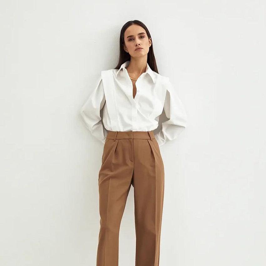 Alba | Exaggerated Collar 100% Organic Cotton Formal Shirt - View 15