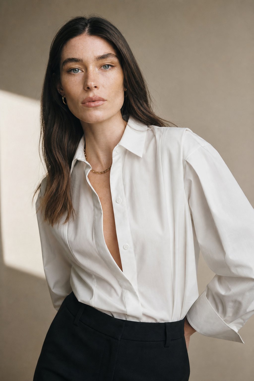 Alba | Exaggerated Collar 100% Organic Cotton Formal Shirt - View 2