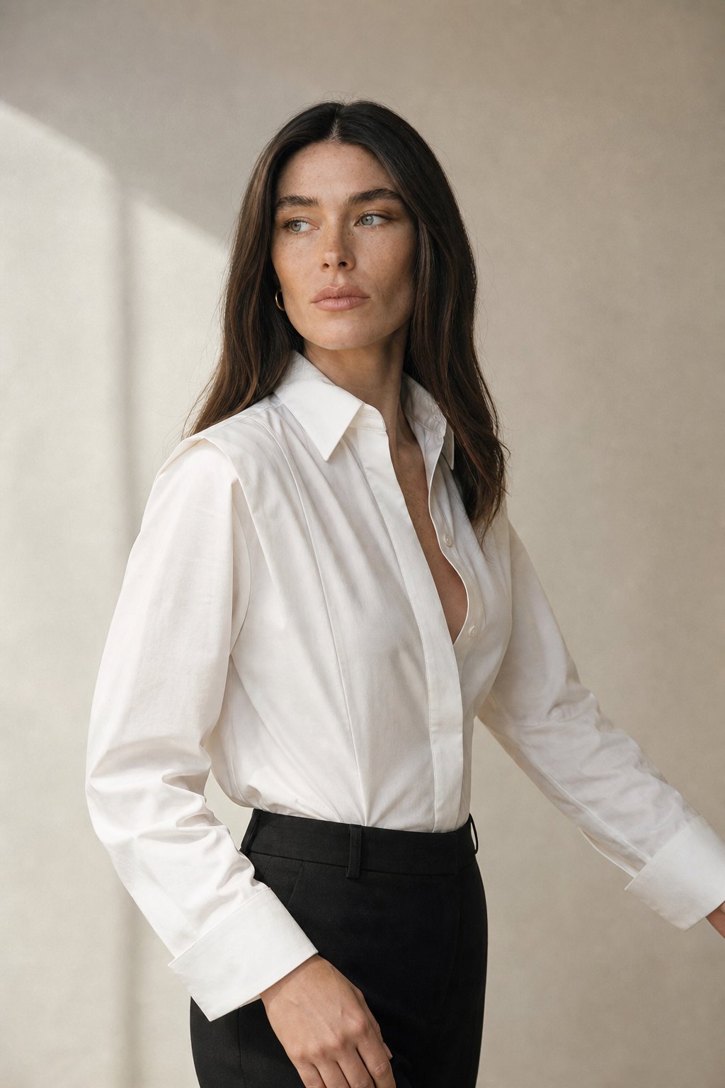 Alba | Exaggerated Collar 100% Organic Cotton Formal Shirt - View 3