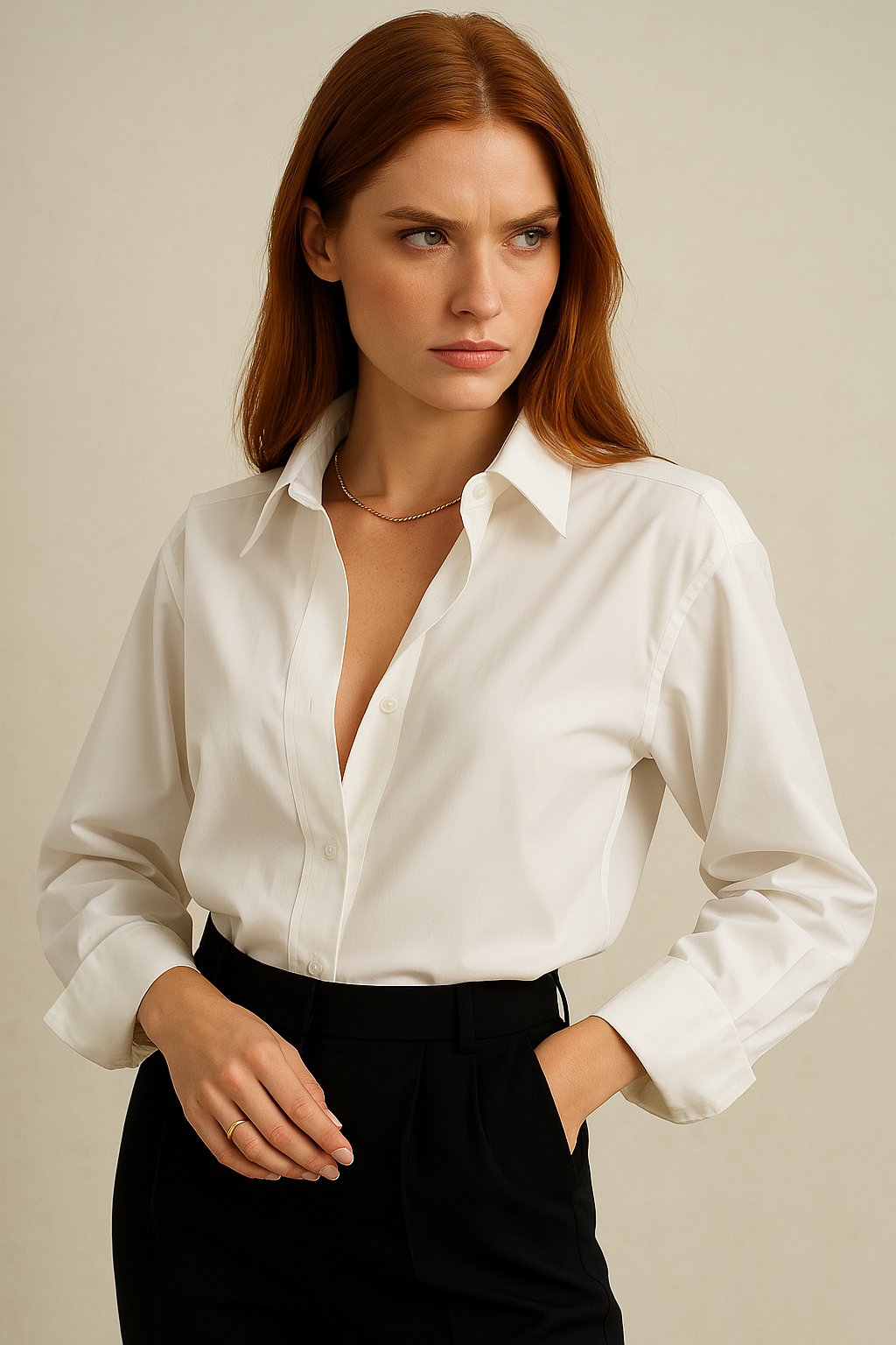 Alba | Exaggerated Collar 100% Organic Cotton Formal Shirt - View 8