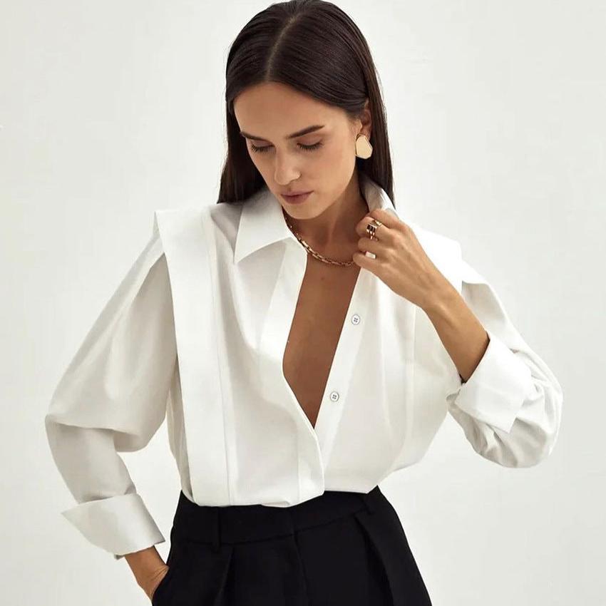 Alba | Exaggerated Collar 100% Organic Cotton Formal Shirt - View 9