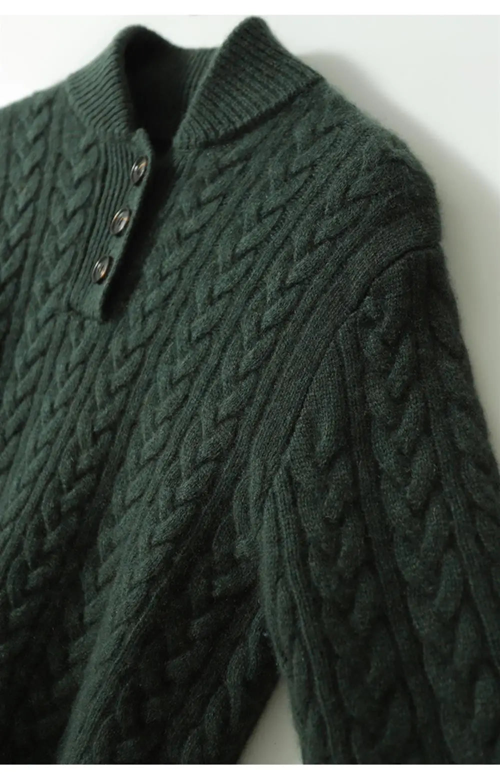 Aveline | Cable Knit Button Henley Cashmere Sweater - View 31