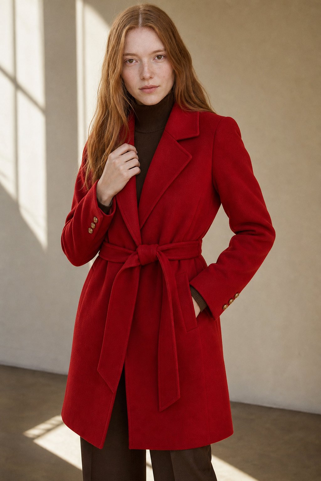 Bess | Peak Lapel Wrap Belted Fit and Flare Overcoat - View 4
