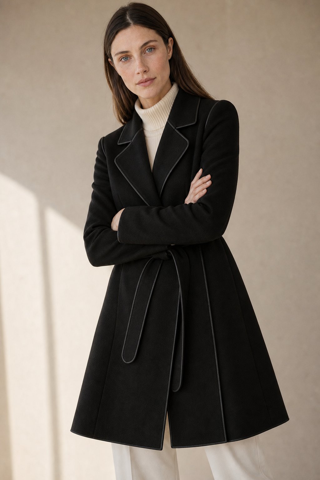 Bess | Peak Lapel Wrap Belted Fit and Flare Overcoat - View 5
