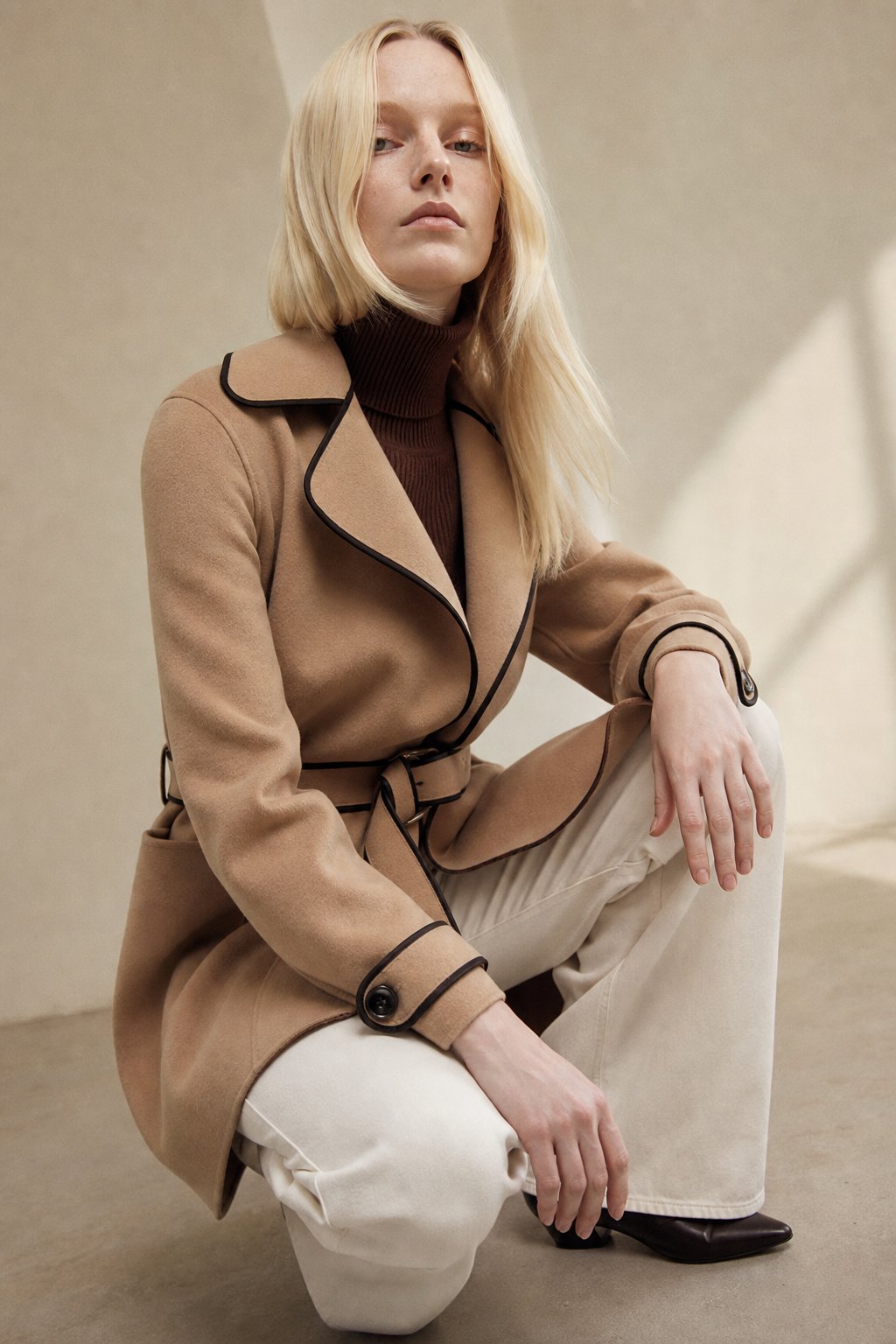 Bess | Peak Lapel Wrap Belted Fit and Flare Overcoat - View 6