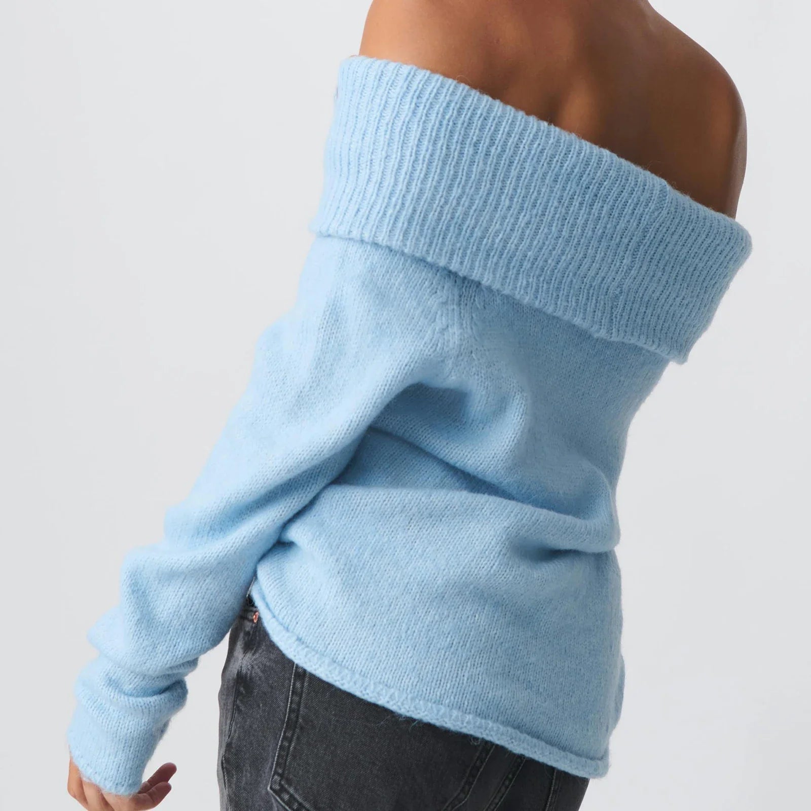 Blythe | Wide Folded Band Off Shoulder Bardot Knit Top - View 10