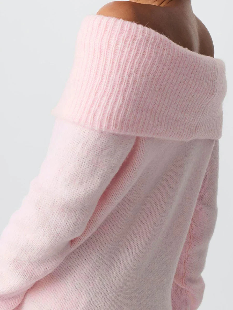 Blythe | Wide Folded Band Off Shoulder Bardot Knit Top - View 12