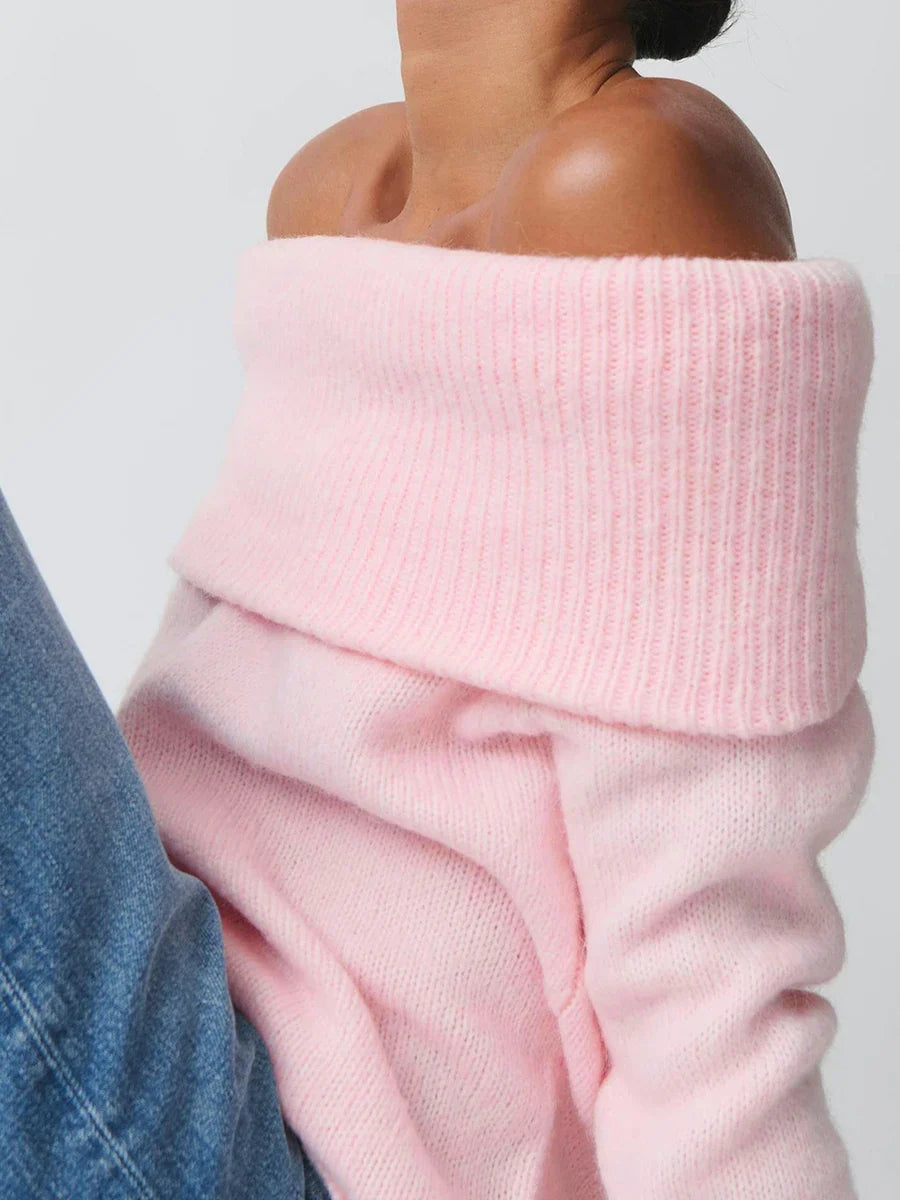 Blythe | Wide Folded Band Off Shoulder Bardot Knit Top - View 13