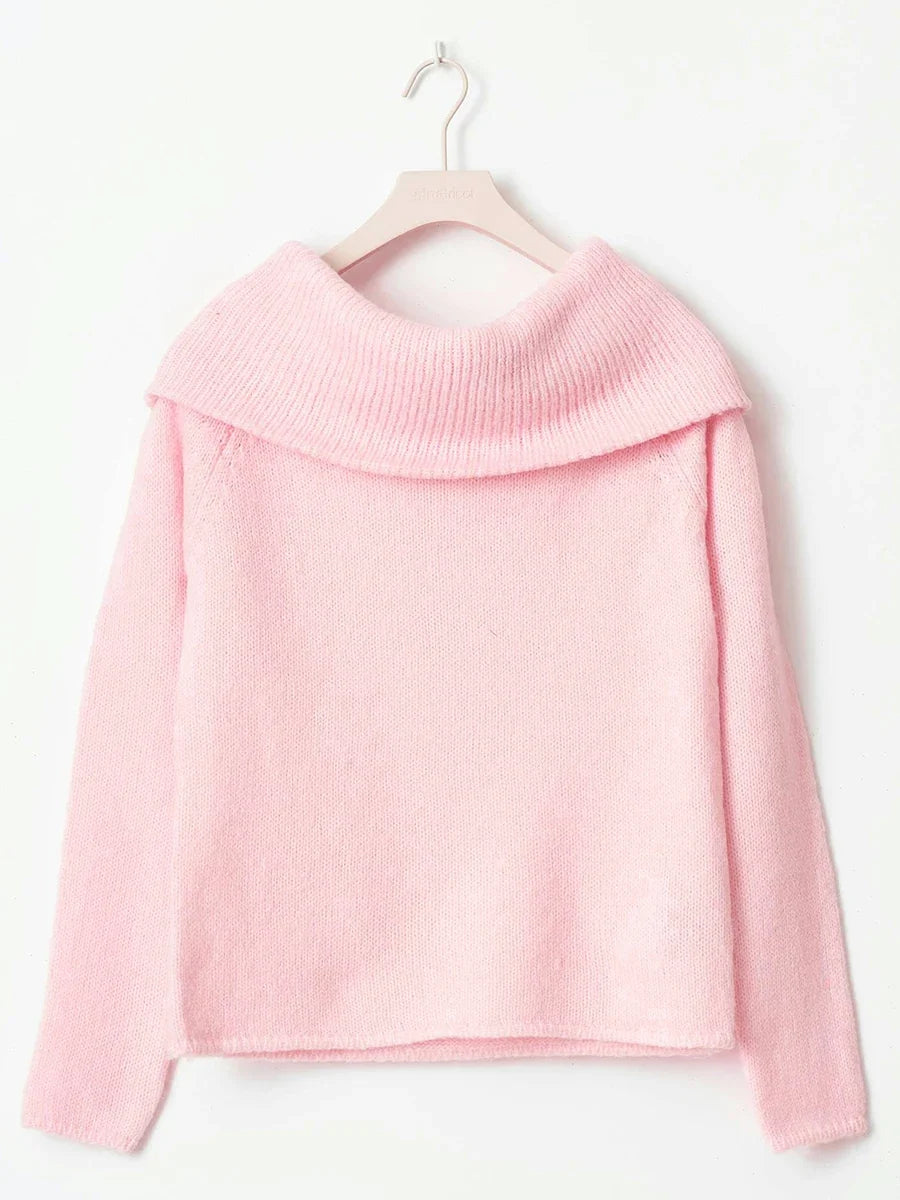Blythe | Wide Folded Band Off Shoulder Bardot Knit Top - View 14