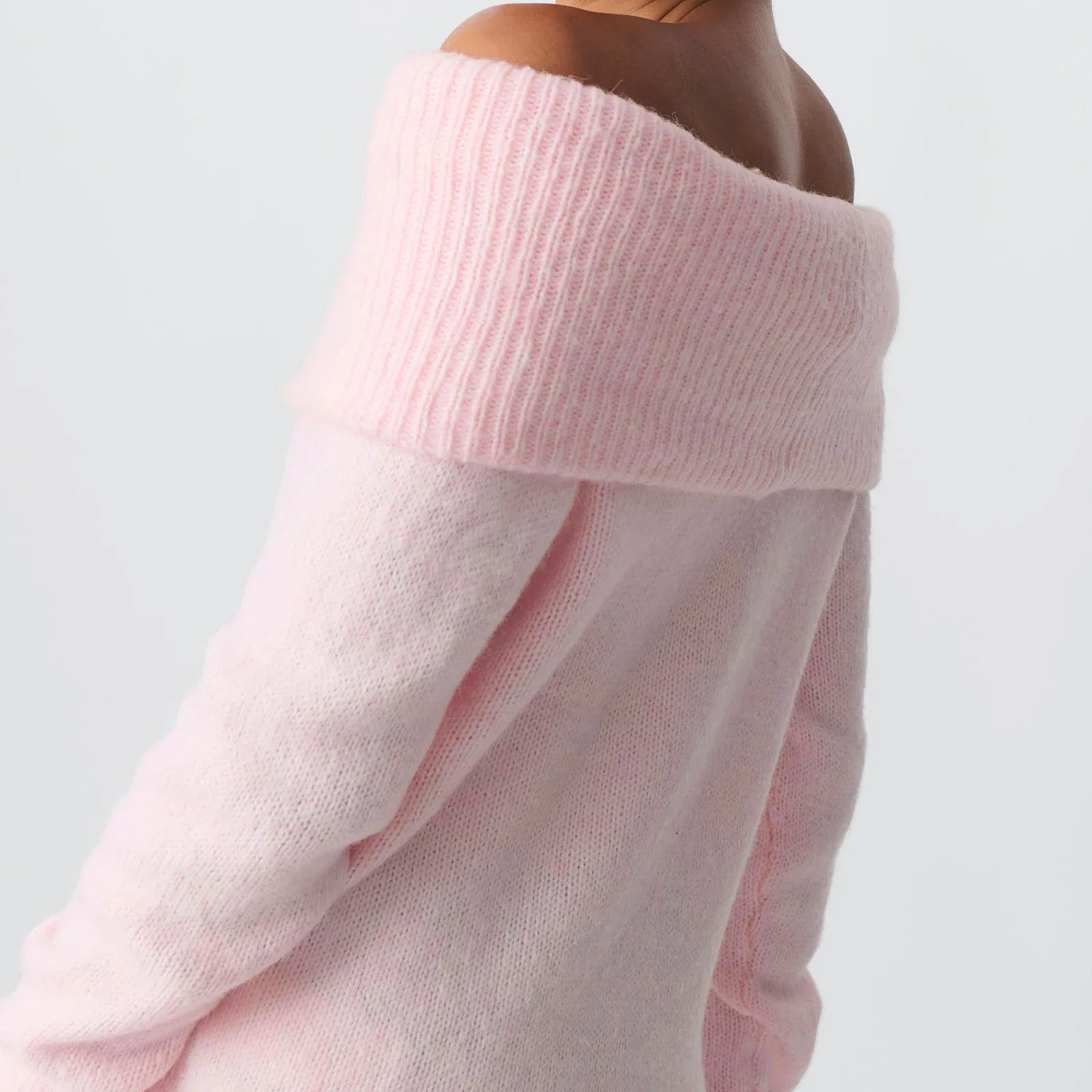 Blythe | Wide Folded Band Off Shoulder Bardot Knit Top - View 8