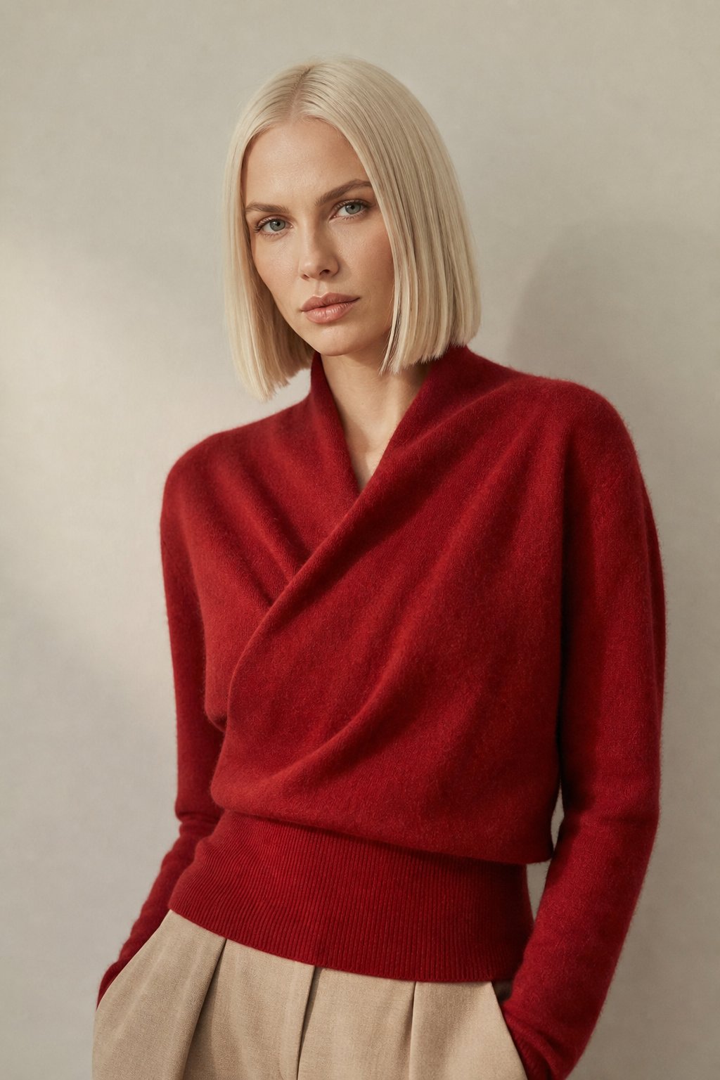 Bridget | Wrap Front Shawl Collar Cashmere Sweater - View 17