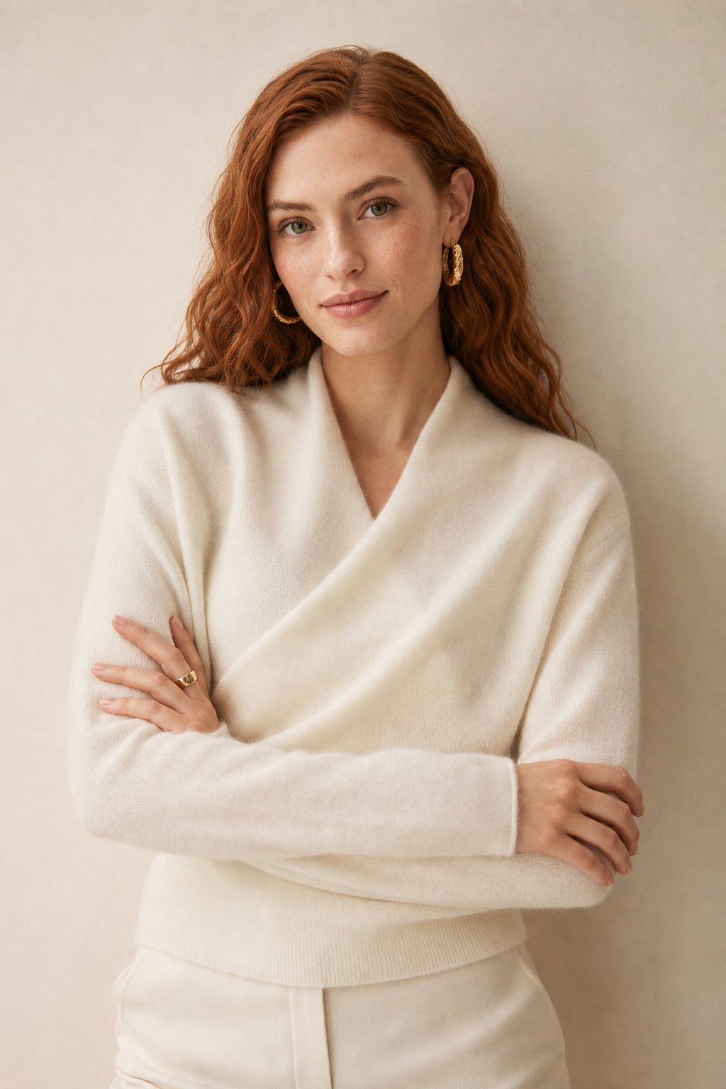 Bridget | Wrap Front Shawl Collar Cashmere Sweater - View 20