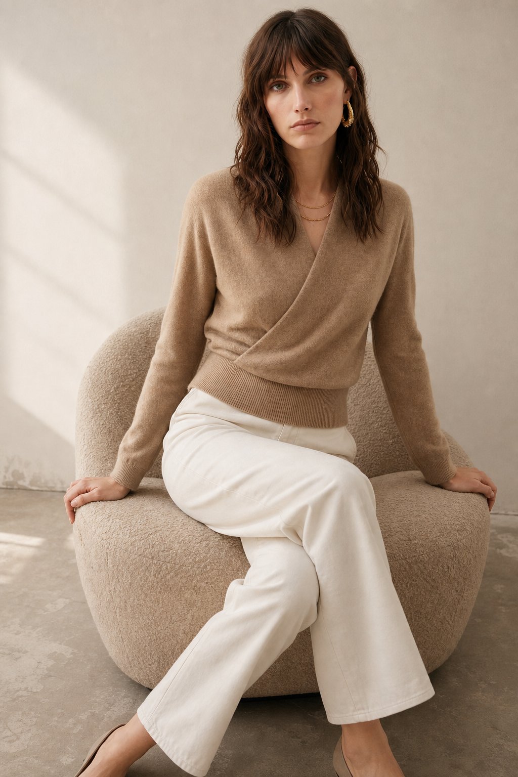 Bridget | Wrap Front Shawl Collar Cashmere Sweater - View 22
