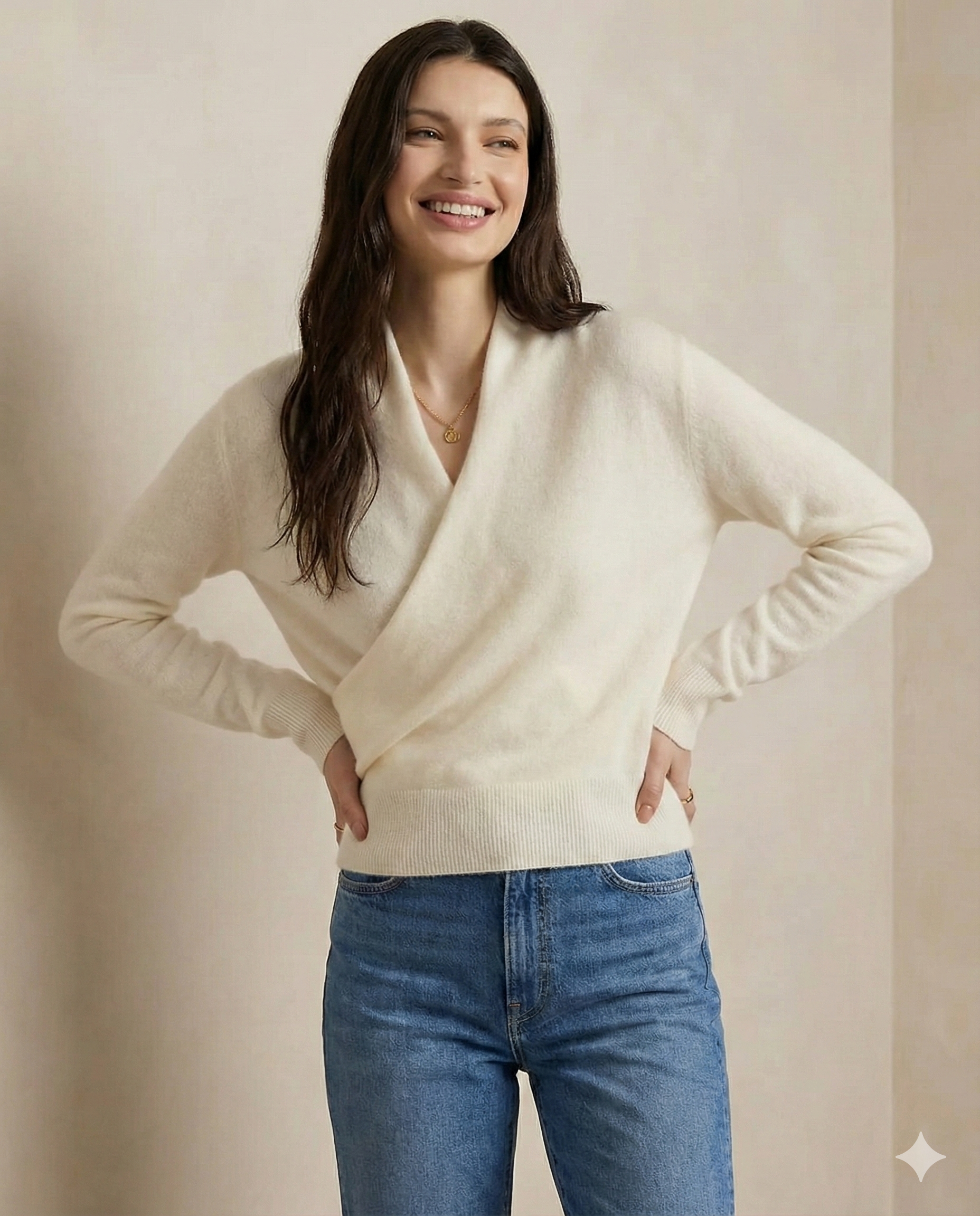 Bridget | Wrap Front Shawl Collar Cashmere Sweater - View 43