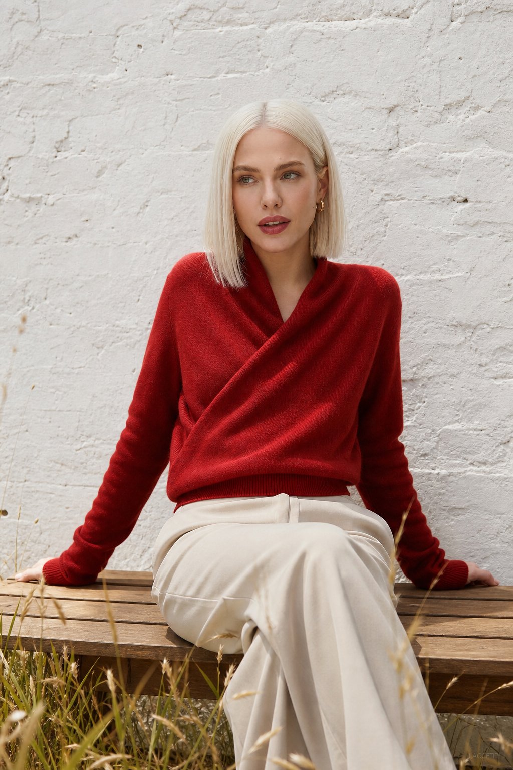 Bridget | Wrap Front Shawl Collar Cashmere Sweater - View 6