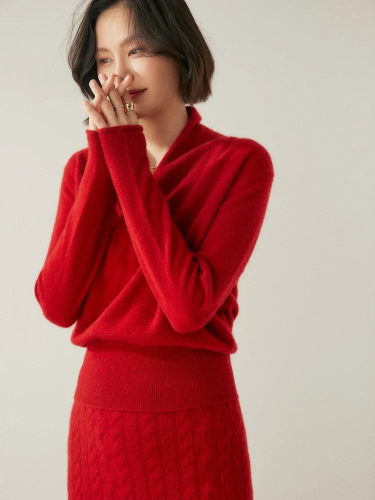 Bridget | Wrap Front Shawl Collar Cashmere Sweater - View 60
