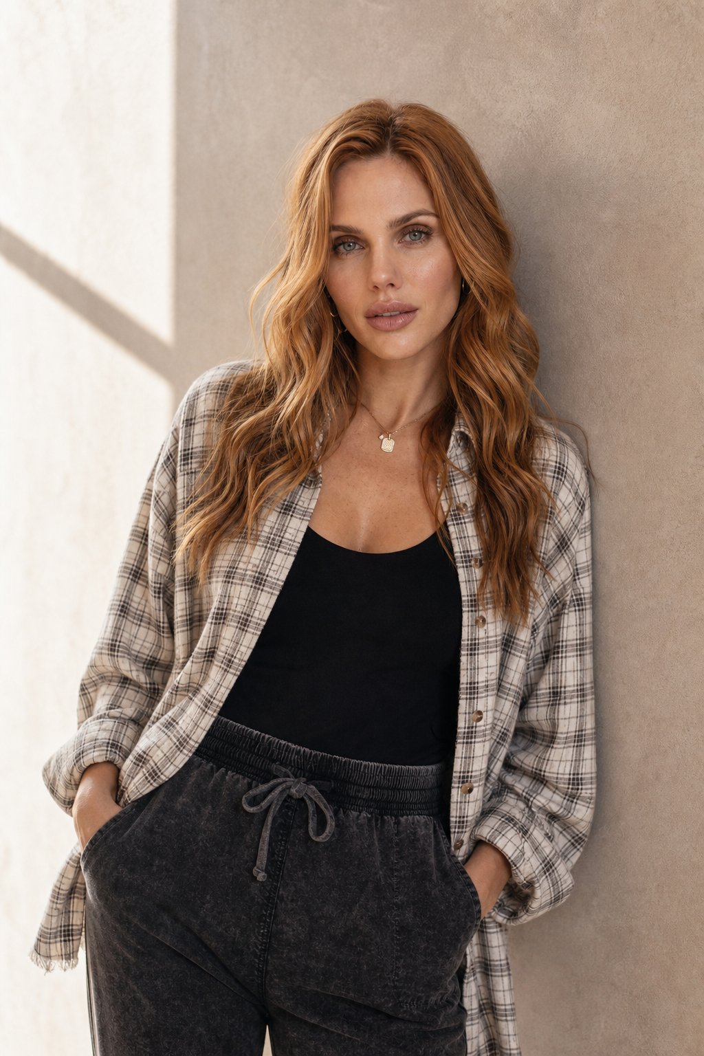 Cleo | Raw Seam Oversized Plaid Flannel Shirt Jacket - View 8