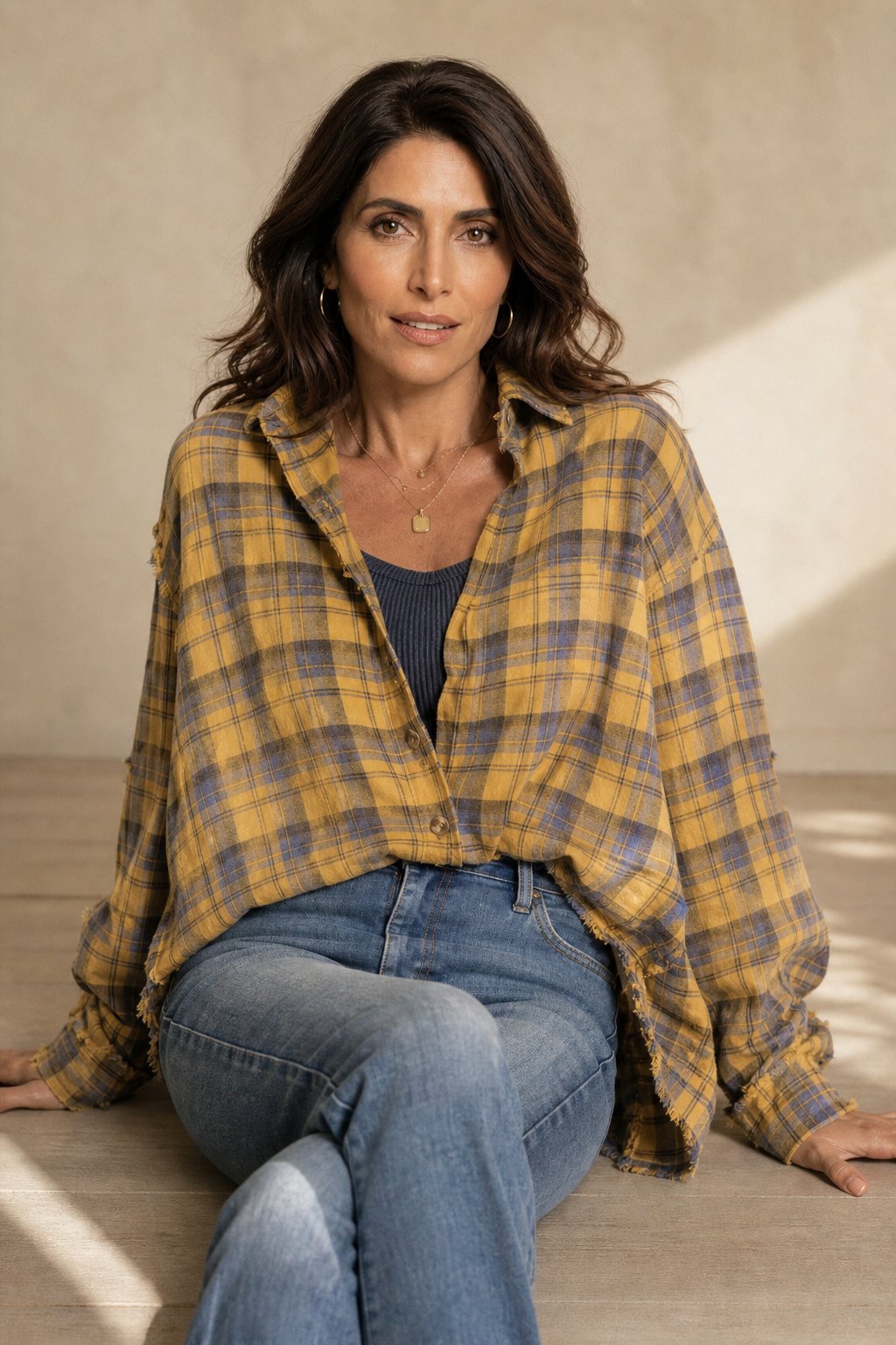Cleo | Raw Seam Oversized Plaid Flannel Shirt Jacket - View 9