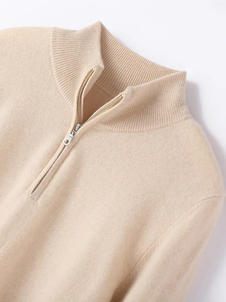 Coralie | Stand Collar Quarter Zip Cashmere Sweater - View 12