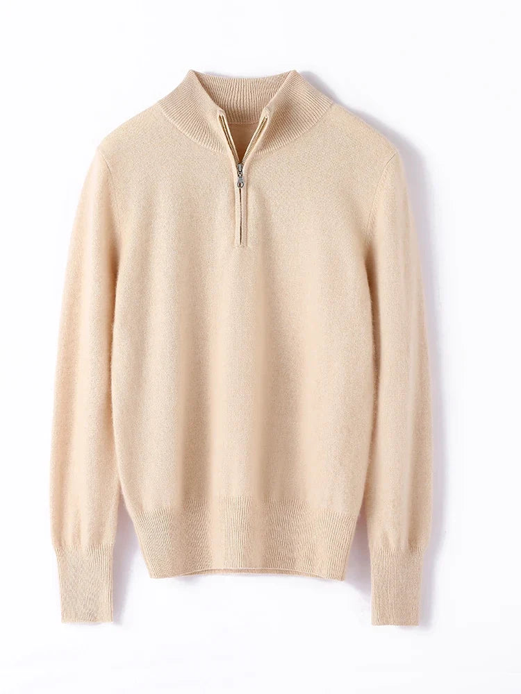 Coralie | Stand Collar Quarter Zip Cashmere Sweater - View 9