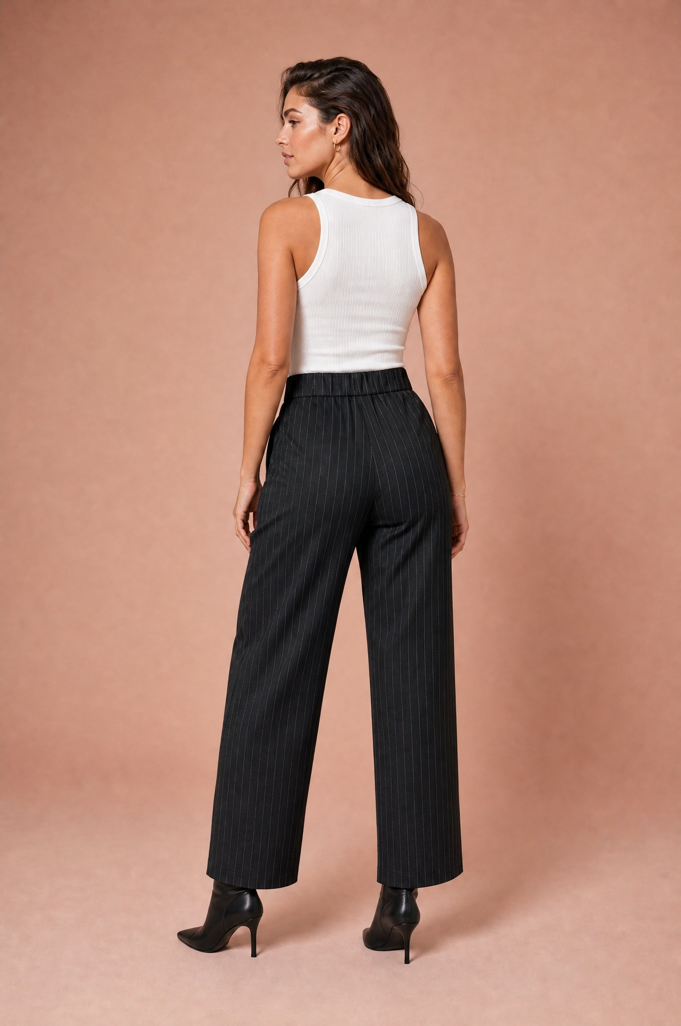 Cosette | Metallic Pinstripe Contoured Waist Wide Leg Trousers - View 5