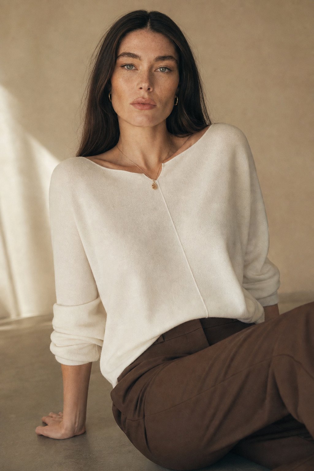 Cosima | Draped Dolman Sleeve Boat Neck Knit Sweater