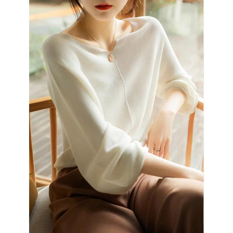 Cosima | Draped Dolman Sleeve Boat Neck Knit Sweater - View 4
