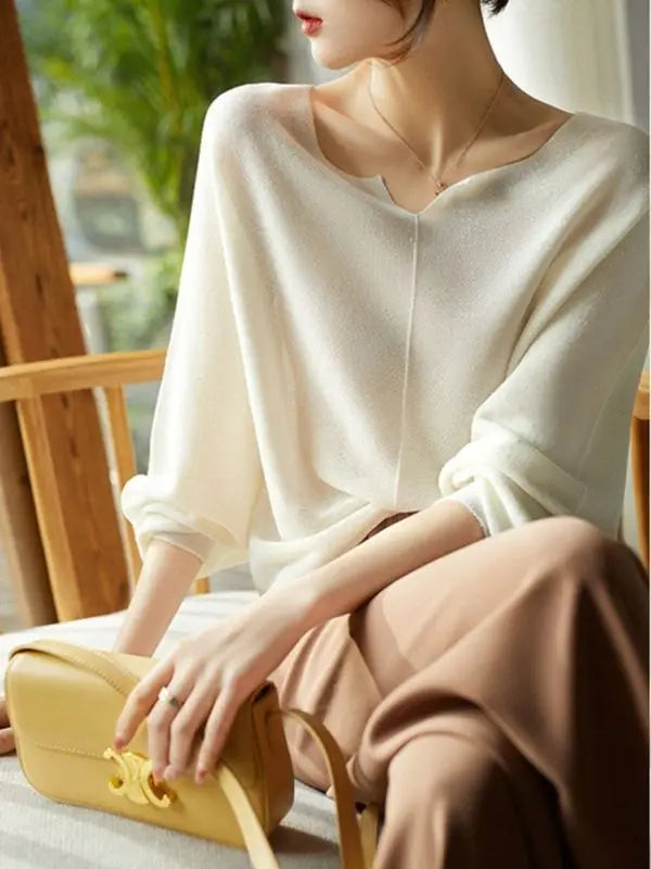 Cosima | Draped Dolman Sleeve Boat Neck Knit Sweater - View 6