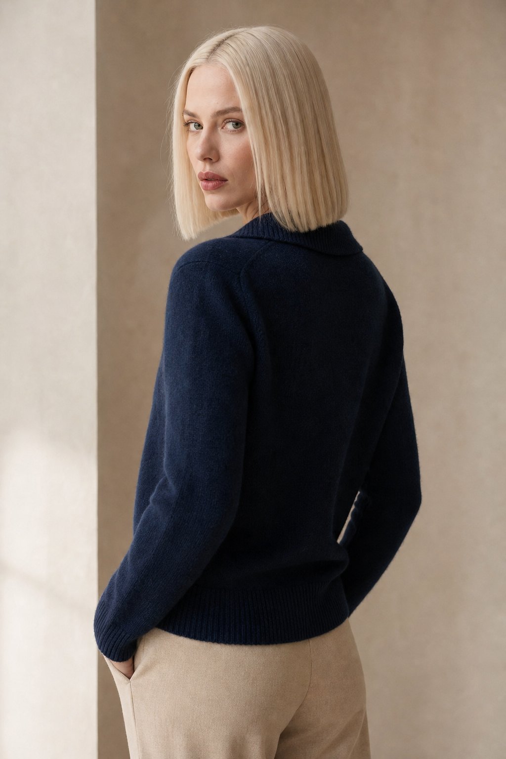 Dagny | Brushed Funnel Collar Button Front Knit Cardigan - View 15