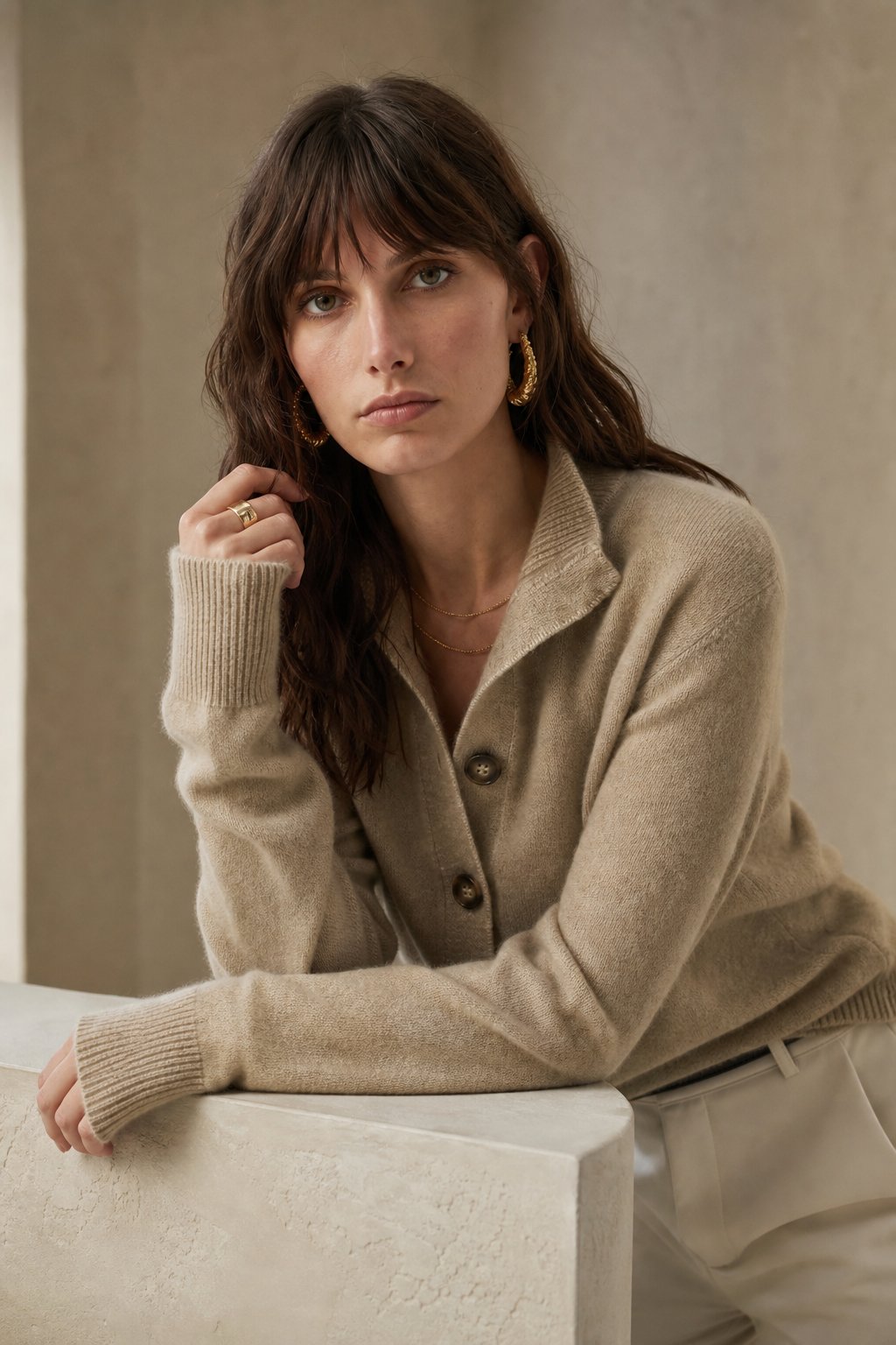 Dagny | Brushed Funnel Collar Button Front Knit Cardigan - View 17