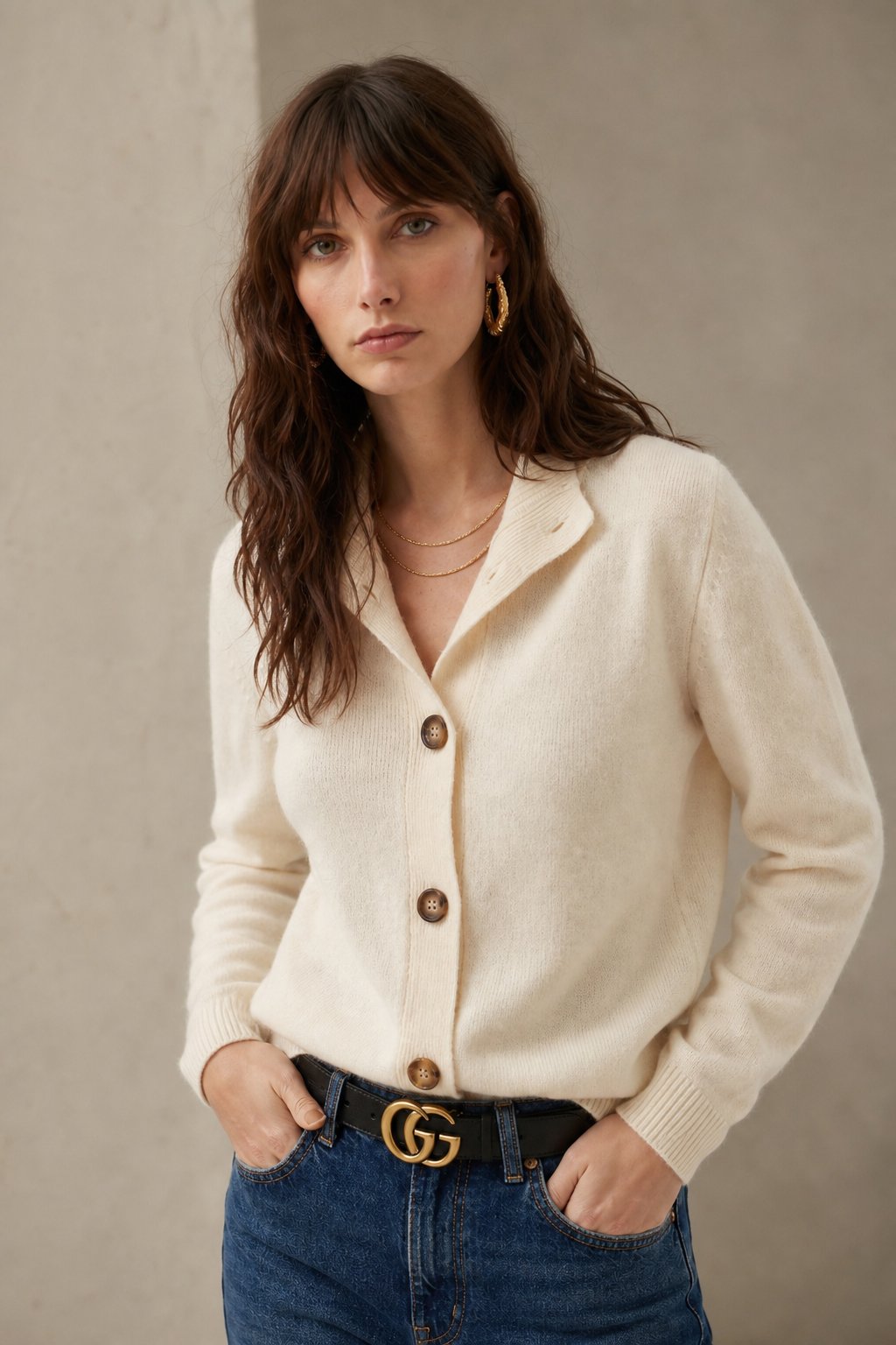 Dagny | Brushed Funnel Collar Button Front Knit Cardigan - View 19