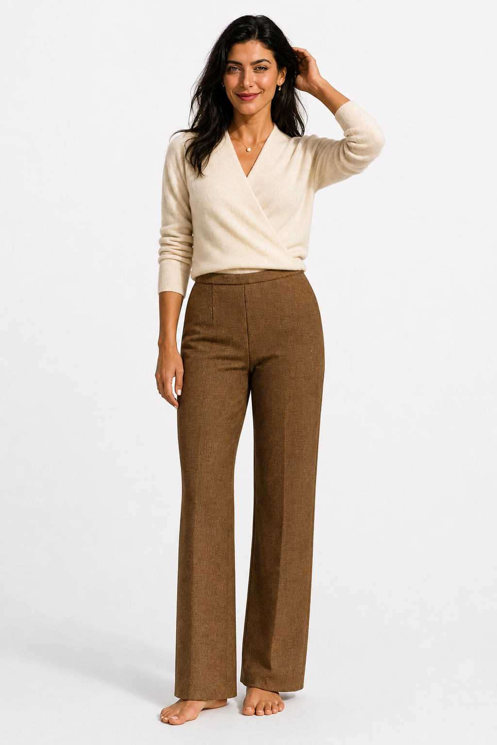 Delphine | Textured Wrap Front Shawl Collar Knit Sweater - View 10