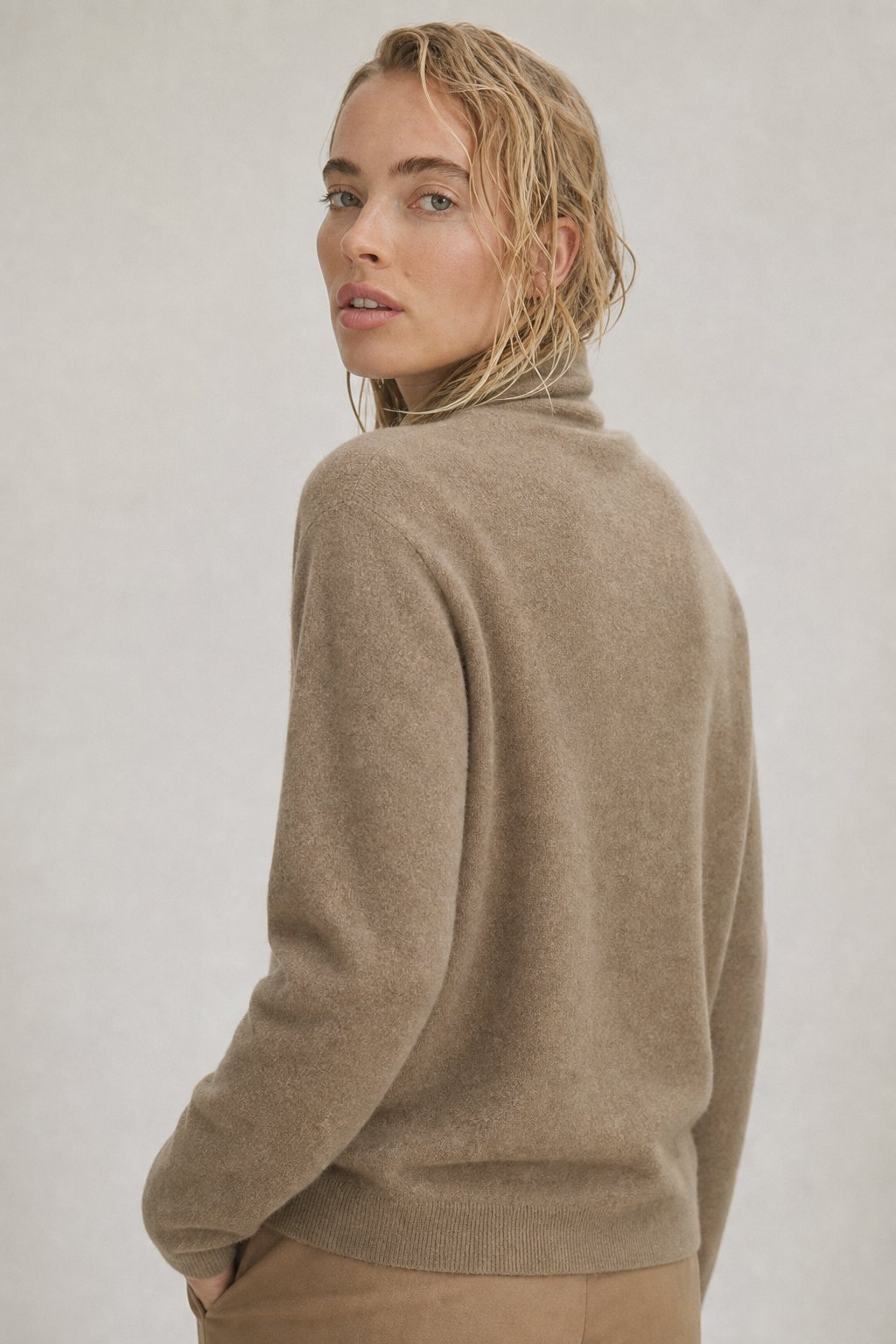 Delphine | Textured Wrap Front Shawl Collar Knit Sweater - View 2