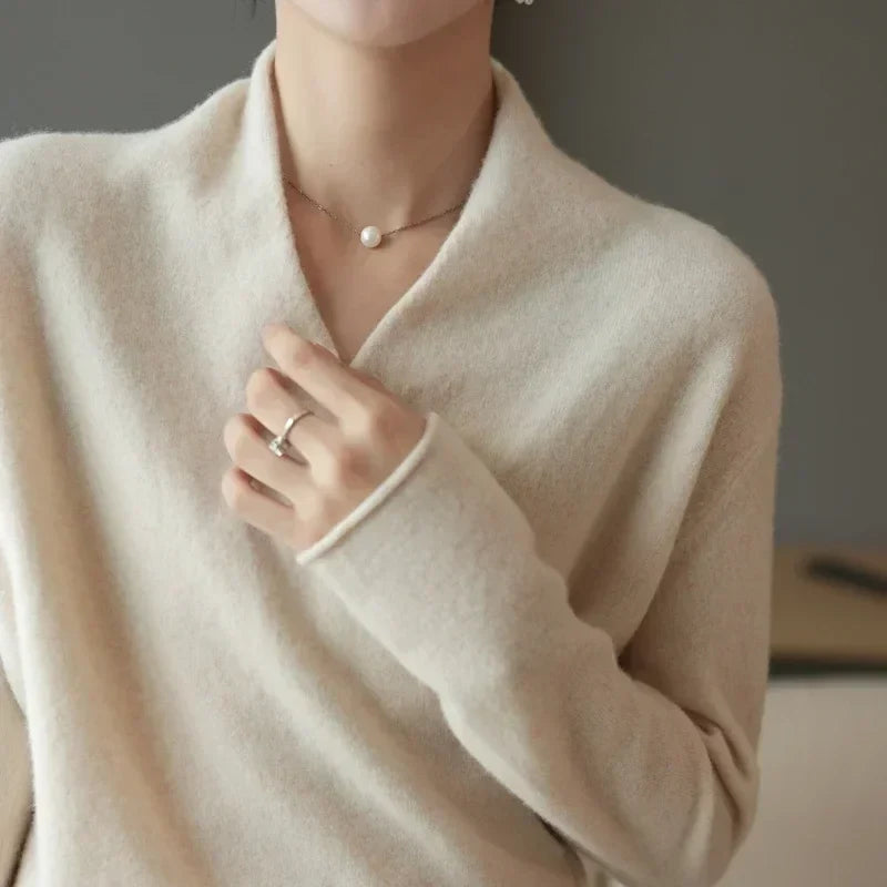 Delphine | Textured Wrap Front Shawl Collar Knit Sweater - View 34