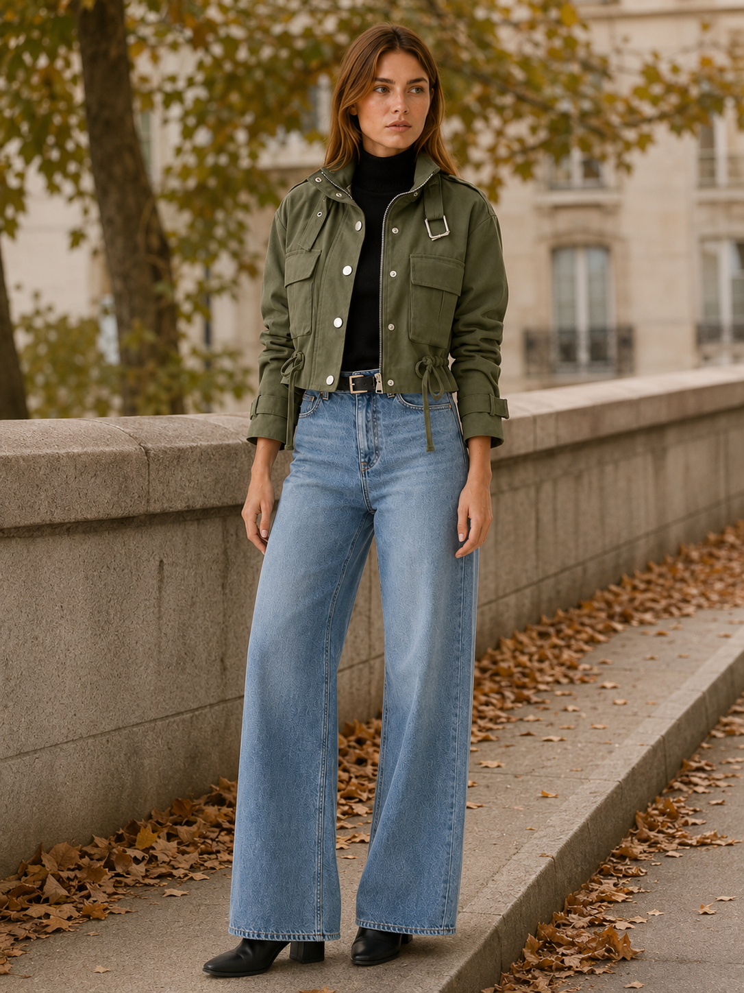 Dorothea | Drawstring Hem Utility Pocket Cropped Field Jacket - View 4