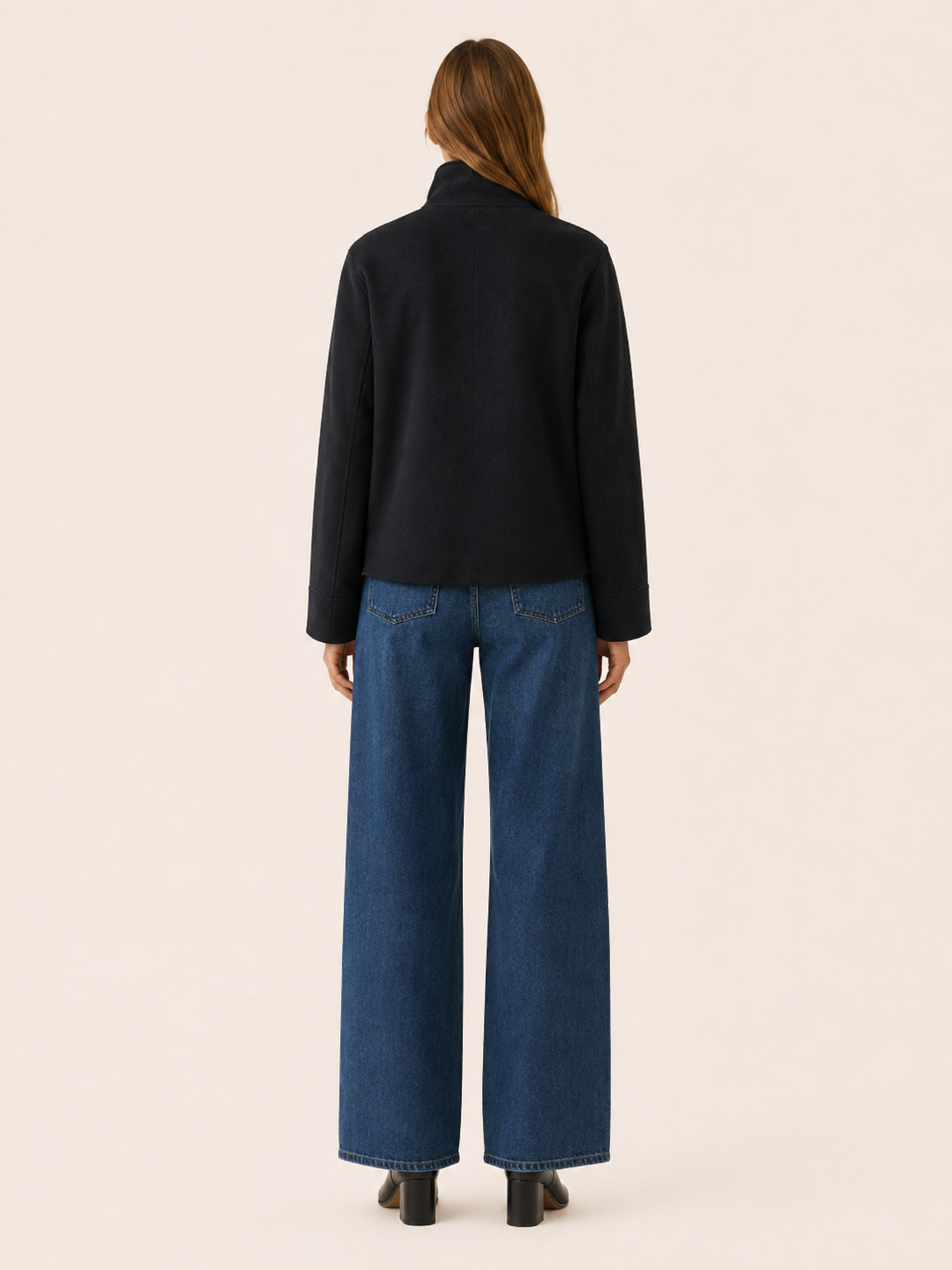 Eloise | Asymmetric Button Stand Collar Boxy Short Coat - View 2