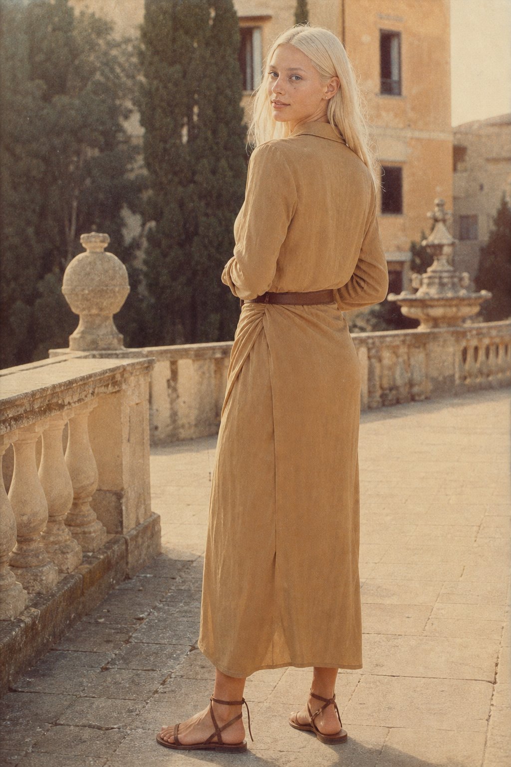Elowen | Collared Button Front Draped Maxi Shirt Dress - View 3