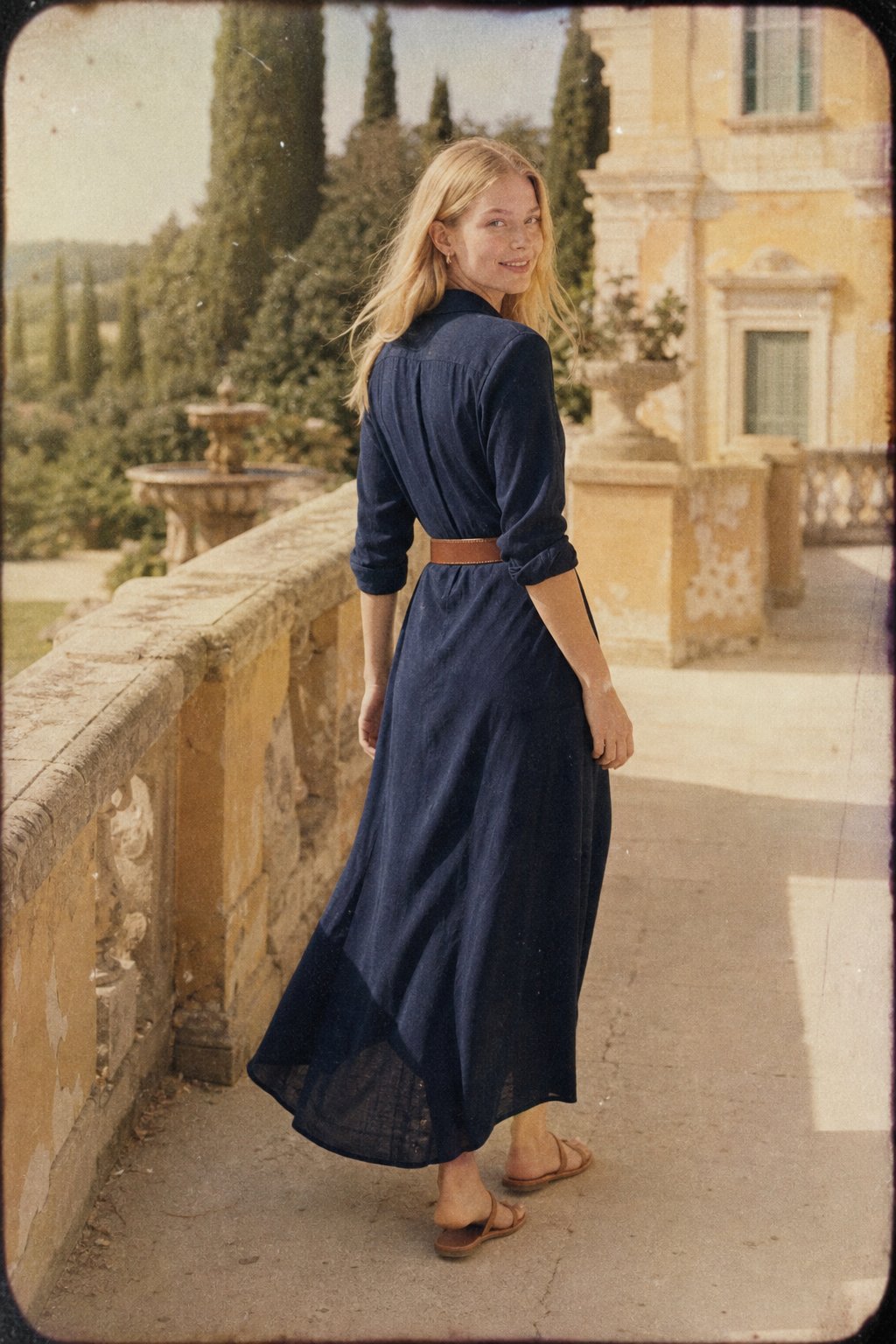 Elowen | Collared Button Front Draped Maxi Shirt Dress - View 8