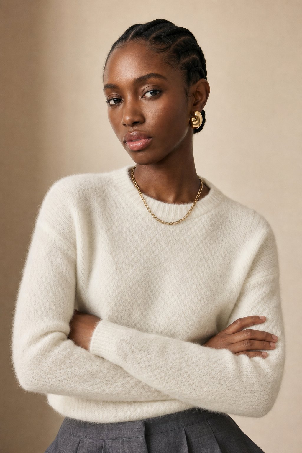 Esme | Honeycomb Textured 100% Merino Wool Crew Sweater - View 19