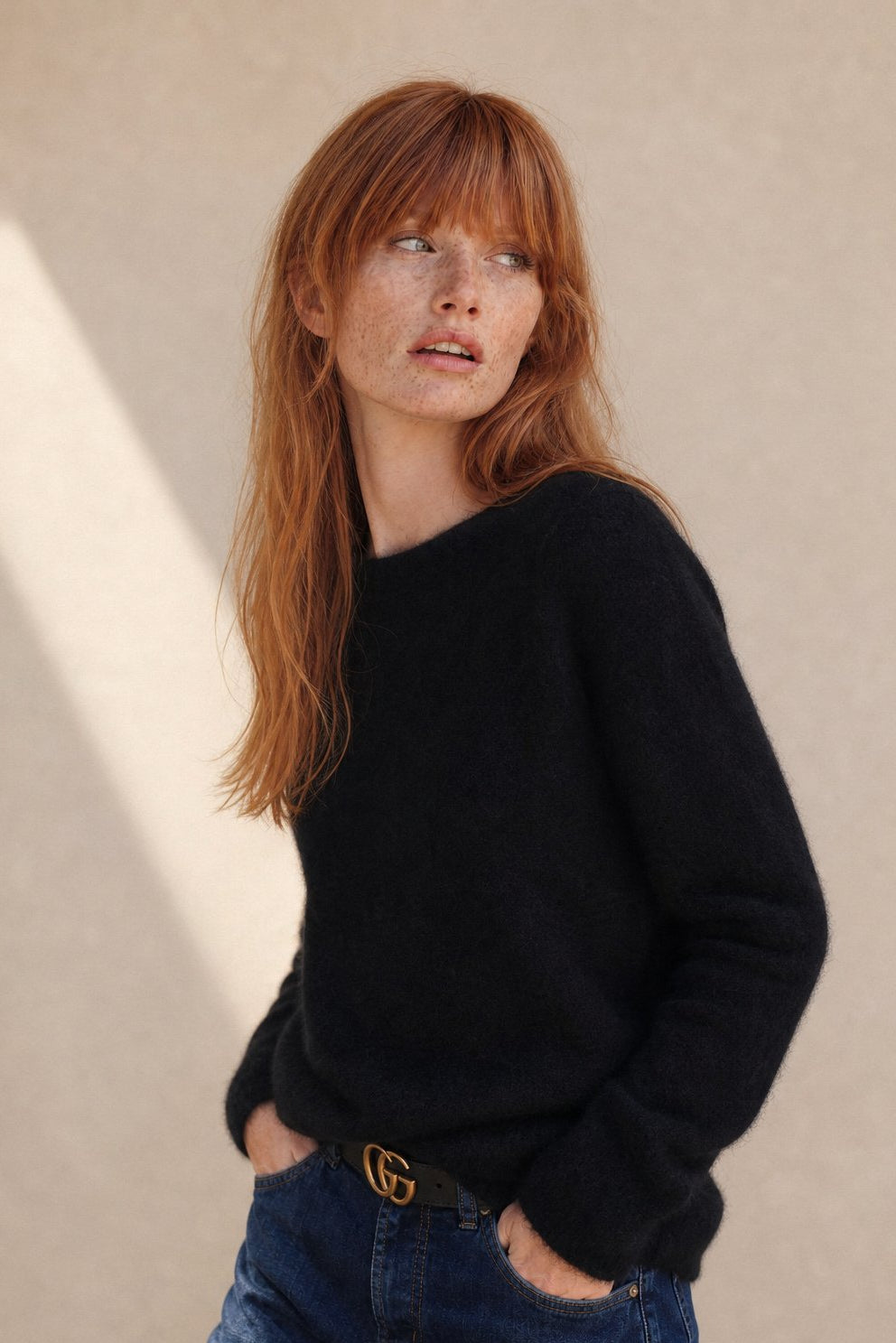 Esme | Honeycomb Textured 100% Merino Wool Crew Sweater - View 6