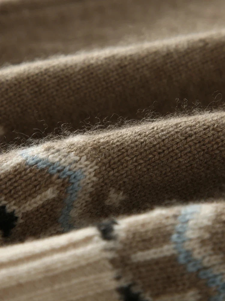 Fleur | Fair Isle Yoke Funnel Collar Cashmere Zip Cardigan - View 32