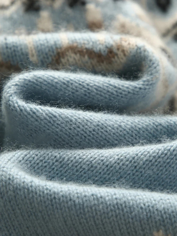 Greta | Fair Isle Yoke Crew Neck Cashmere Knit Sweater - View 13