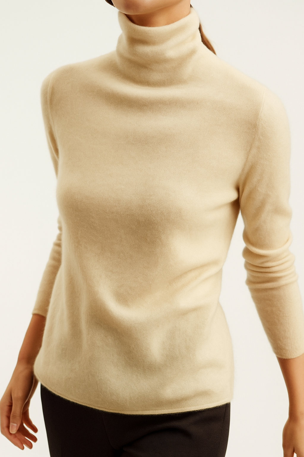Halle | Brushed Slim Fit Cashmere Turtleneck Sweater - View 12